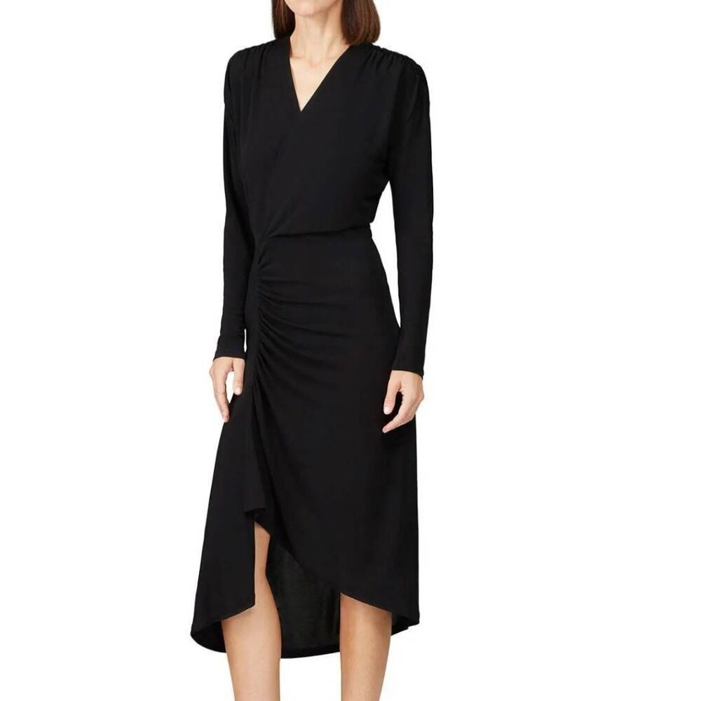 Atlein Black Long Sleeve Ruched Dress sz 35/US 2